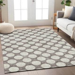 Piper Looms Chantille Circles ACN921 Taupe Machine Washable Area Rug Lifestyle Image Feature