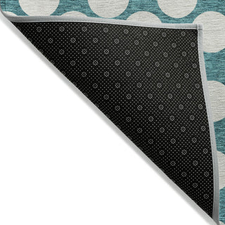 Piper Looms Chantille Circles ACN921 Teal Machine Washable Area Rug Backing Image