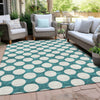 Piper Looms Chantille Circles ACN921 Teal Machine Washable Area Rug Outdoor Lifestyle Image Feature