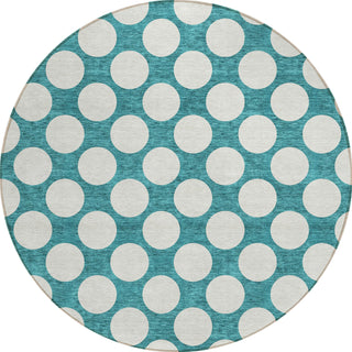Piper Looms Chantille Circles ACN921 Teal Machine Washable Area Rug Round Main Image