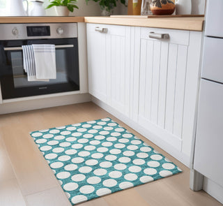 Piper Looms Chantille Circles ACN921 Teal Machine Washable Area Rug Scatter Lifestyle Image Feature