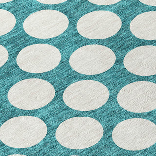 Piper Looms Chantille Circles ACN921 Teal Machine Washable Area Rug Swatch Image