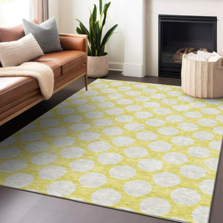 Piper Looms Chantille Circles ACN921 Yellow Machine Washable Area Rug Lifestyle Image Feature
