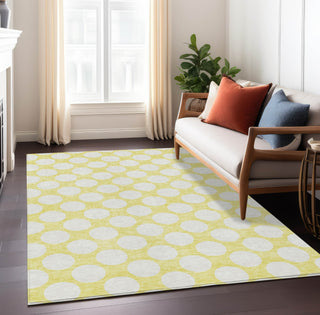 Piper Looms Chantille Circles ACN921 Yellow Machine Washable Area Rug Lifestyle Image Feature