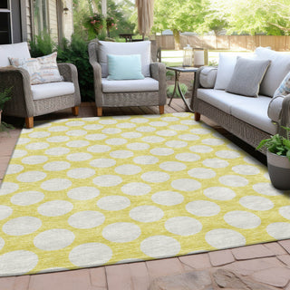 Piper Looms Chantille Circles ACN921 Yellow Machine Washable Area Rug Outdoor Lifestyle Image Feature