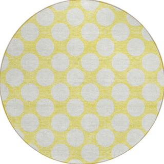 Piper Looms Chantille Circles ACN921 Yellow Machine Washable Area Rug Round Main Image