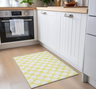 Piper Looms Chantille Circles ACN921 Yellow Machine Washable Area Rug Scatter Lifestyle Image Feature
