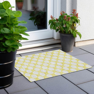 Piper Looms Chantille Circles ACN921 Yellow Machine Washable Area Rug Scatter Outdoor Lifestyle Image Feature