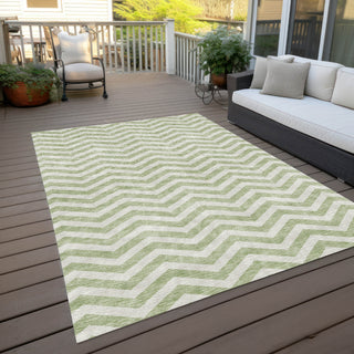 Piper Looms Chantille Chevron ACN922 Aloe Machine Washable Area Rug Outdoor Lifestyle Image Feature