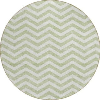 Piper Looms Chantille Chevron ACN922 Aloe Machine Washable Area Rug Round Main Image