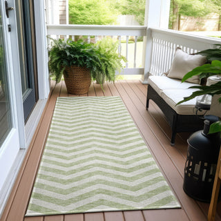 Piper Looms Chantille Chevron ACN922 Aloe Machine Washable Area Rug Runner Outdoor Lifestyle Image Feature