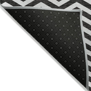 Piper Looms Chantille Chevron ACN922 Black Machine Washable Area Rug Backing Image