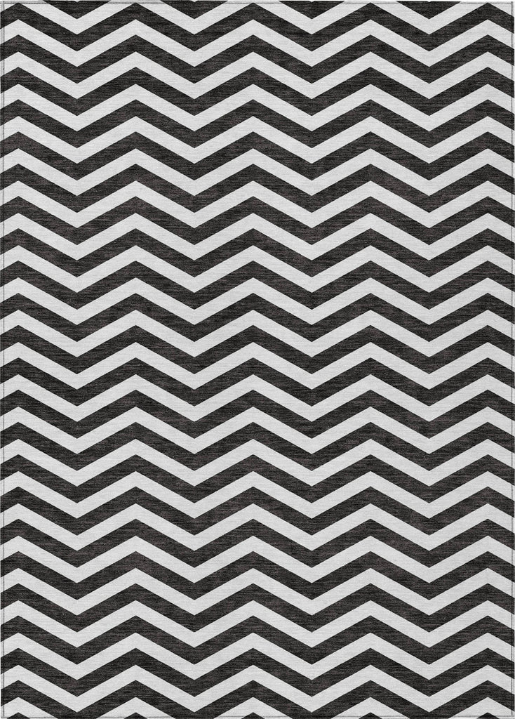 Piper Looms Chantille Chevron ACN922 Black Machine Washable Area Rug main image