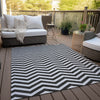 Piper Looms Chantille Chevron ACN922 Black Machine Washable Area Rug Outdoor Lifestyle Image Feature