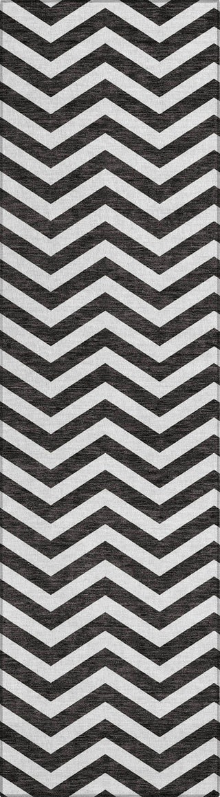 Piper Looms Chantille Chevron ACN922 Black Machine Washable Area Rug Runner Main Image
