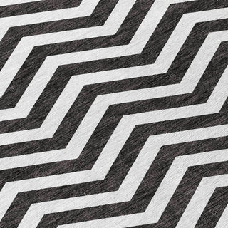 Piper Looms Chantille Chevron ACN922 Black Machine Washable Area Rug Swatch Image