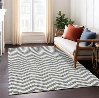 Piper Looms Chantille Chevron ACN922 Gray Machine Washable Area Rug Lifestyle Image Feature