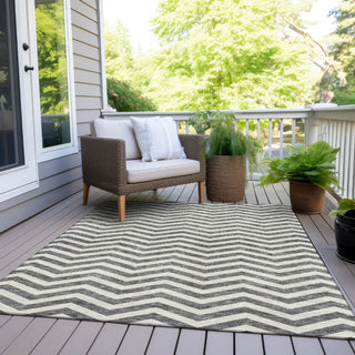 Piper Looms Chantille Chevron ACN922 Gray Machine Washable Area Rug Outdoor Lifestyle Image Feature