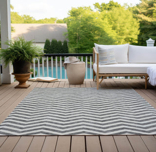 Piper Looms Chantille Chevron ACN922 Gray Machine Washable Area Rug Outdoor Lifestyle Image Feature
