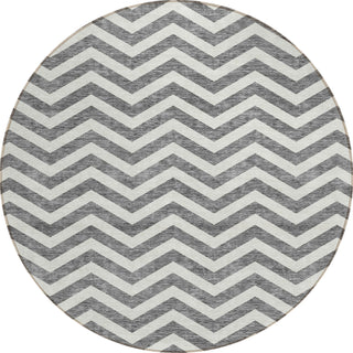 Piper Looms Chantille Chevron ACN922 Gray Machine Washable Area Rug Round Main Image