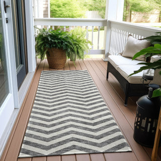 Piper Looms Chantille Chevron ACN922 Gray Machine Washable Area Rug Runner Outdoor Lifestyle Image Feature