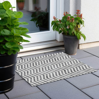 Piper Looms Chantille Chevron ACN922 Gray Machine Washable Area Rug Scatter Outdoor Lifestyle Image Feature