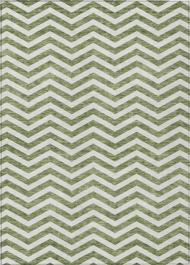 Piper Looms Chantille Chevron ACN922 Green Machine Washable Area Rug main image