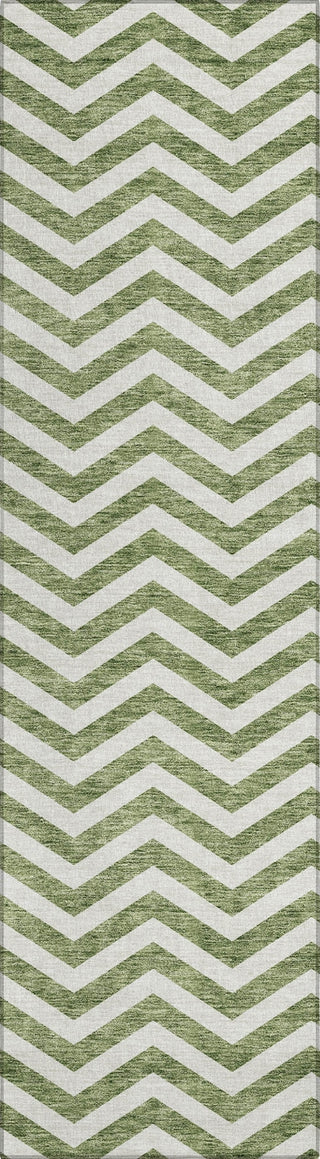 Piper Looms Chantille Chevron ACN922 Green Machine Washable Area Rug Runner Main Image