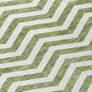 Piper Looms Chantille Chevron ACN922 Green Machine Washable Area Rug Swatch Image