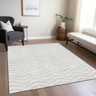Piper Looms Chantille Chevron ACN922 Ivory Machine Washable Area Rug Lifestyle Image Feature