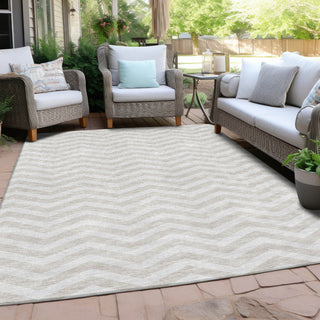 Piper Looms Chantille Chevron ACN922 Ivory Machine Washable Area Rug Outdoor Lifestyle Image Feature