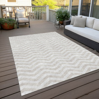 Piper Looms Chantille Chevron ACN922 Ivory Machine Washable Area Rug Outdoor Lifestyle Image Feature