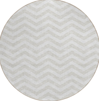 Piper Looms Chantille Chevron ACN922 Ivory Machine Washable Area Rug Round Main Image
