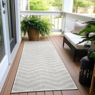 Piper Looms Chantille Chevron ACN922 Ivory Machine Washable Area Rug Runner Outdoor Lifestyle Image Feature