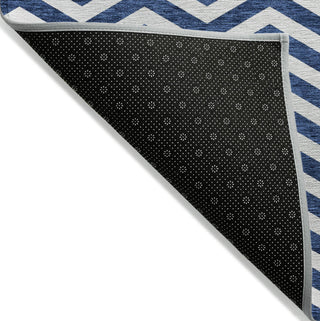 Piper Looms Chantille Chevron ACN922 Navy Machine Washable Area Rug Backing Image