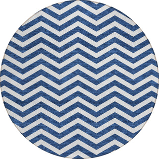 Piper Looms Chantille Chevron ACN922 Navy Machine Washable Area Rug Round Main Image