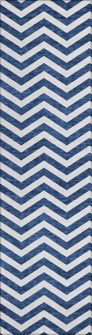 Piper Looms Chantille Chevron ACN922 Navy Machine Washable Area Rug Runner Main Image