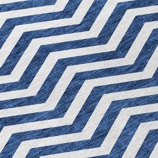 Piper Looms Chantille Chevron ACN922 Navy Machine Washable Area Rug Swatch Image