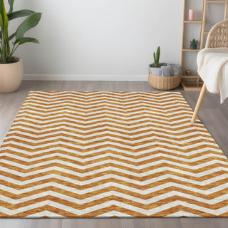 Piper Looms Chantille Chevron ACN922 Orange Machine Washable Area Rug Lifestyle Image Feature
