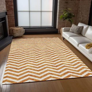Piper Looms Chantille Chevron ACN922 Orange Machine Washable Area Rug Lifestyle Image Feature