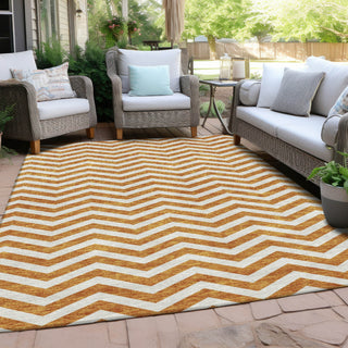 Piper Looms Chantille Chevron ACN922 Orange Machine Washable Area Rug Outdoor Lifestyle Image Feature