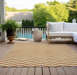 Piper Looms Chantille Chevron ACN922 Orange Machine Washable Area Rug Outdoor Lifestyle Image Feature