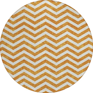 Piper Looms Chantille Chevron ACN922 Orange Machine Washable Area Rug Round Main Image