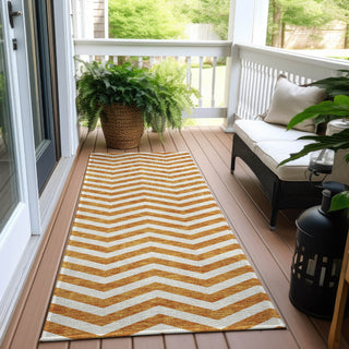 Piper Looms Chantille Chevron ACN922 Orange Machine Washable Area Rug Runner Outdoor Lifestyle Image Feature