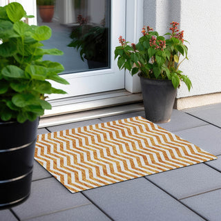 Piper Looms Chantille Chevron ACN922 Orange Machine Washable Area Rug Scatter Outdoor Lifestyle Image Feature