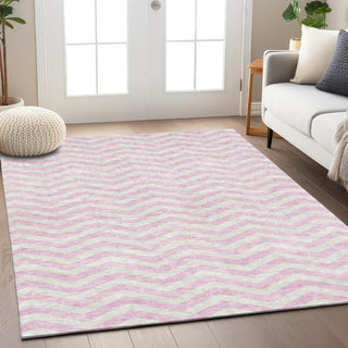 Piper Looms Chantille Chevron ACN922 Pink Machine Washable Area Rug Lifestyle Image Feature