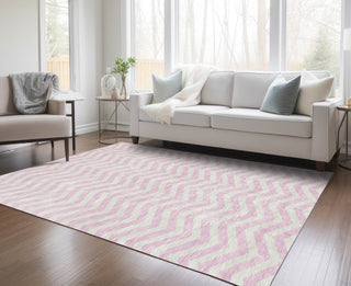 Piper Looms Chantille Chevron ACN922 Pink Machine Washable Area Rug Lifestyle Image Feature