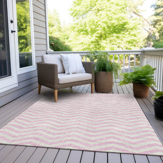Piper Looms Chantille Chevron ACN922 Pink Machine Washable Area Rug Outdoor Lifestyle Image Feature