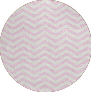 Piper Looms Chantille Chevron ACN922 Pink Machine Washable Area Rug Round Main Image