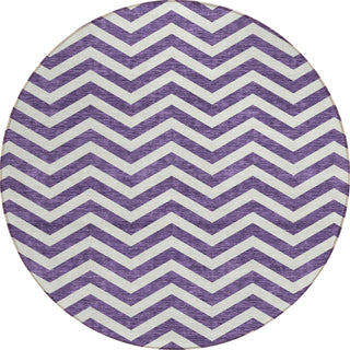 Piper Looms Chantille Chevron ACN922 Purple Machine Washable Area Rug Round Main Image